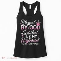 Funny Blessed By God Spoiled By My Husband Protected By Both Women's Tank Top thumb 0