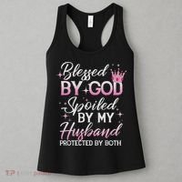 Funny Blessed By God Spoiled By My Husband Protected By Both Women's Tank Top thumb 3