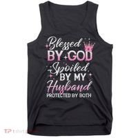 Funny Blessed By God Spoiled By My Husband Protected By Both Tank Top thumb 0