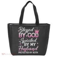 Funny Blessed By God Spoiled By My Husband Protected By Both Tote Bag thumb 0