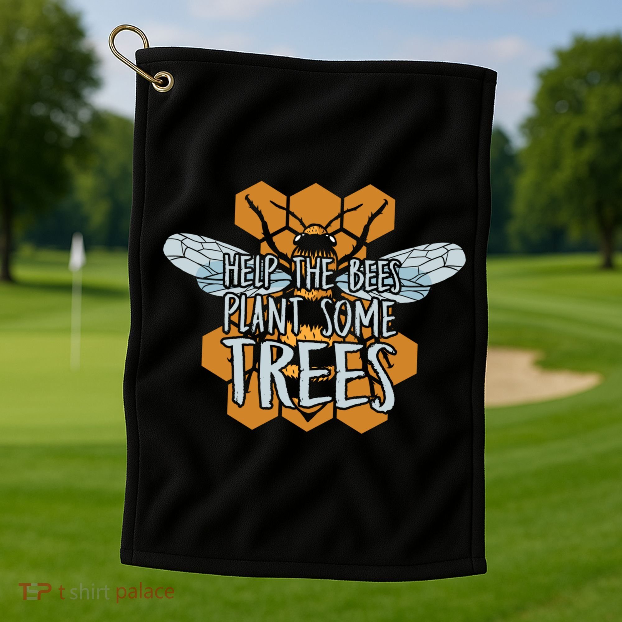 Funny Beekeeper Bee Gift Help The Bees Plant Some Trees Great Gift Golf Towel