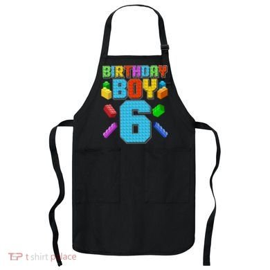 Funny Birthday Boy 6th Birthday Lego Master Builder Apron