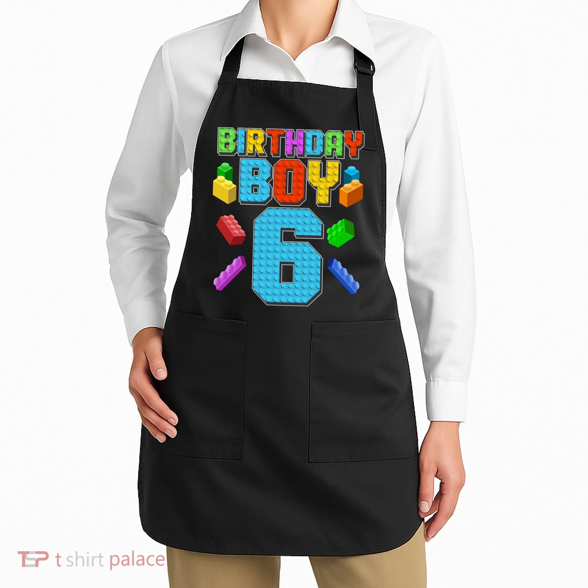 Funny Birthday Boy 6th Birthday Lego Master Builder Apron