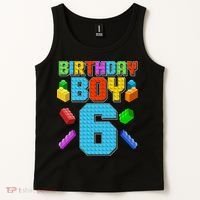 Funny Birthday Boy 6th Birthday Lego Master Builder Tank Top thumb 2