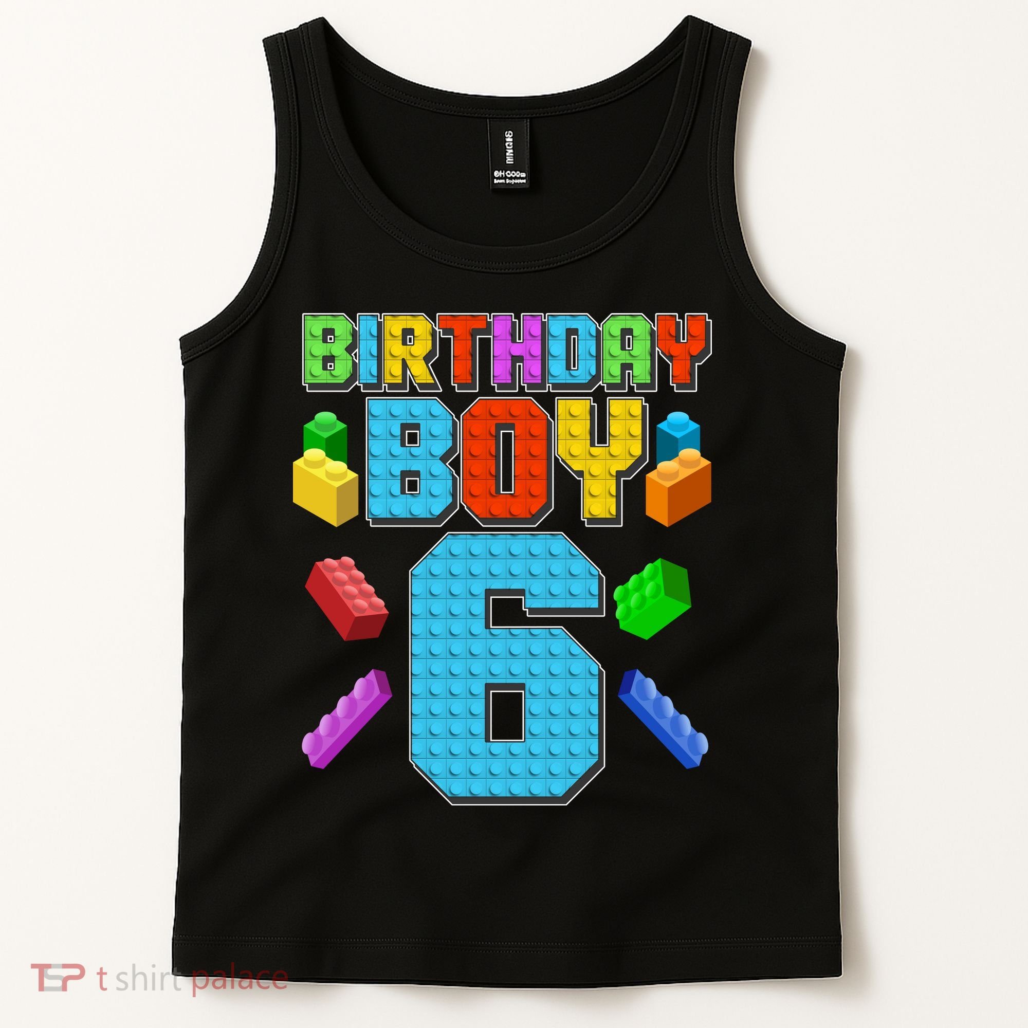 Funny Birthday Boy 6th Birthday Lego Master Builder Tank Top