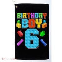 Funny Birthday Boy 6th Birthday Lego Master Builder Golf Towel thumb 0