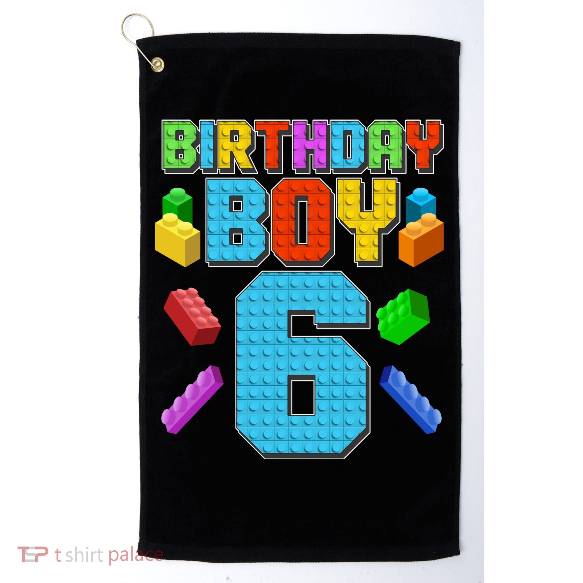 Funny Birthday Boy 6th Birthday Lego Master Builder Golf Towel