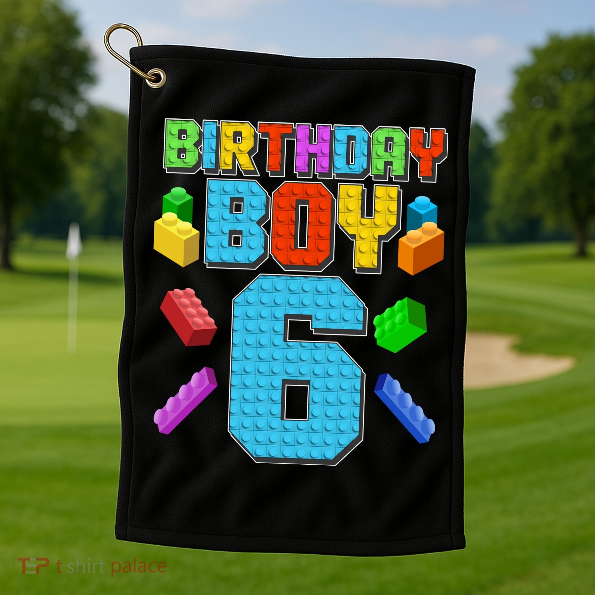 Funny Birthday Boy 6th Birthday Lego Master Builder Golf Towel