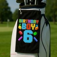Funny Birthday Boy 6th Birthday Lego Master Builder Golf Towel thumb 2