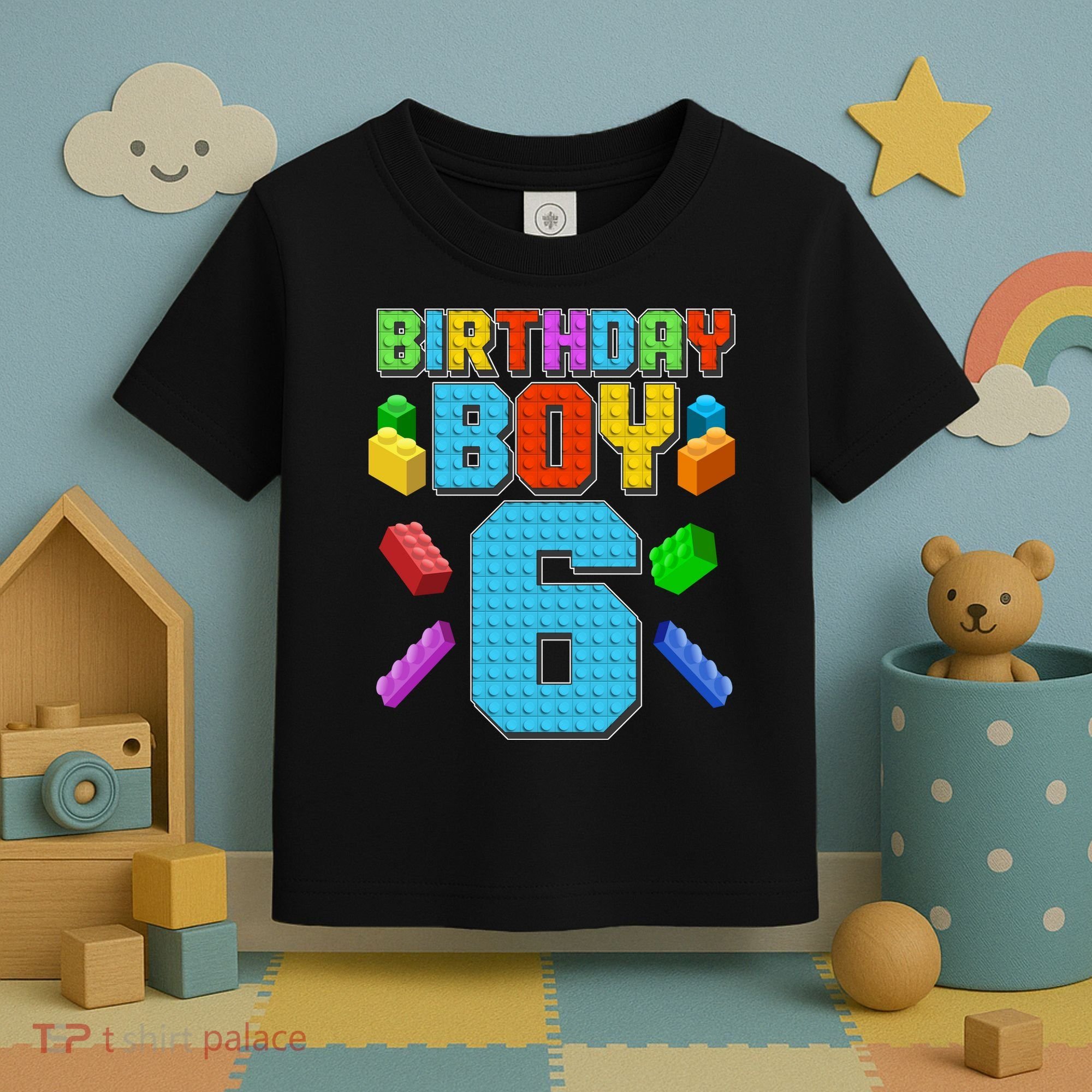 Funny Birthday Boy 6th Birthday Lego Master Builder Toddler T-Shirt