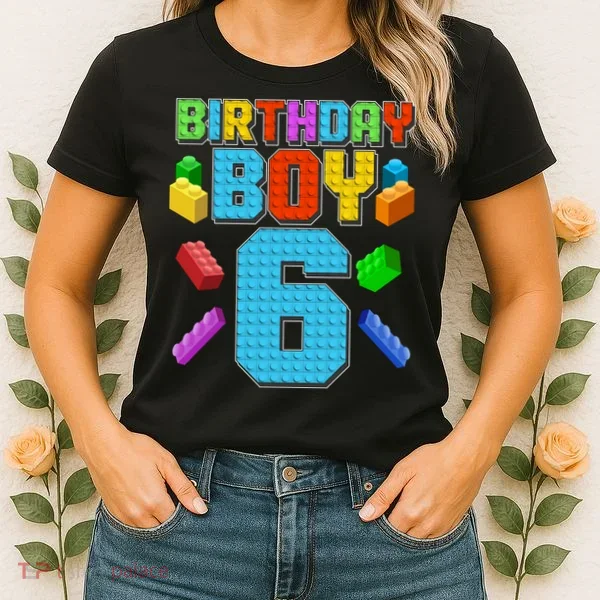 Funny Birthday Boy 6th Birthday Lego Master Builder Women's T-Shirt