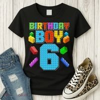 Funny Birthday Boy 6th Birthday Lego Master Builder Women's T-Shirt thumb 3