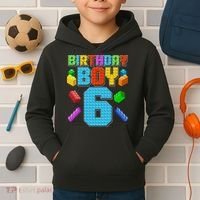 Funny Birthday Boy 6th Birthday Lego Master Builder Kids Hoodie thumb 2