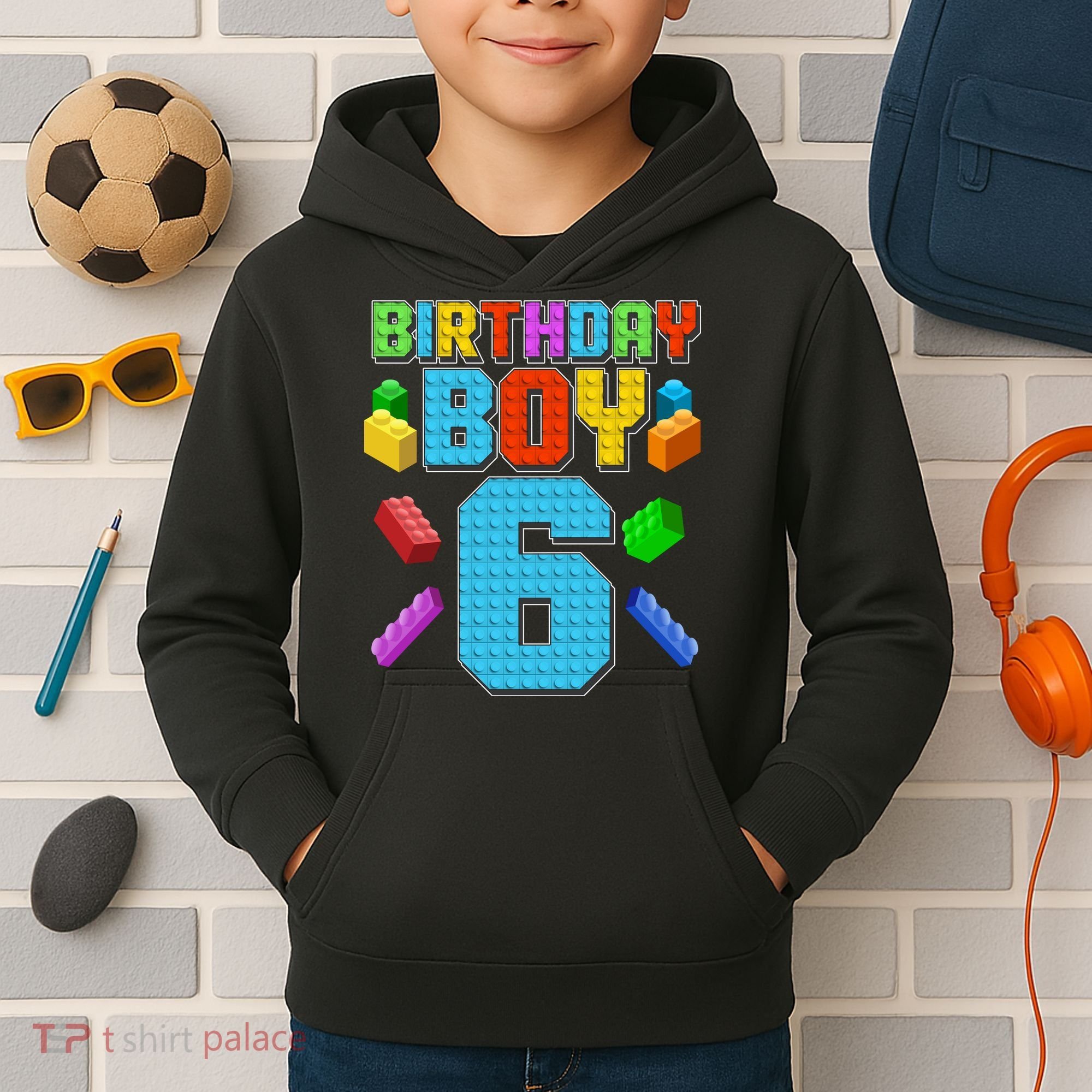 Funny Birthday Boy 6th Birthday Lego Master Builder Kids Hoodie