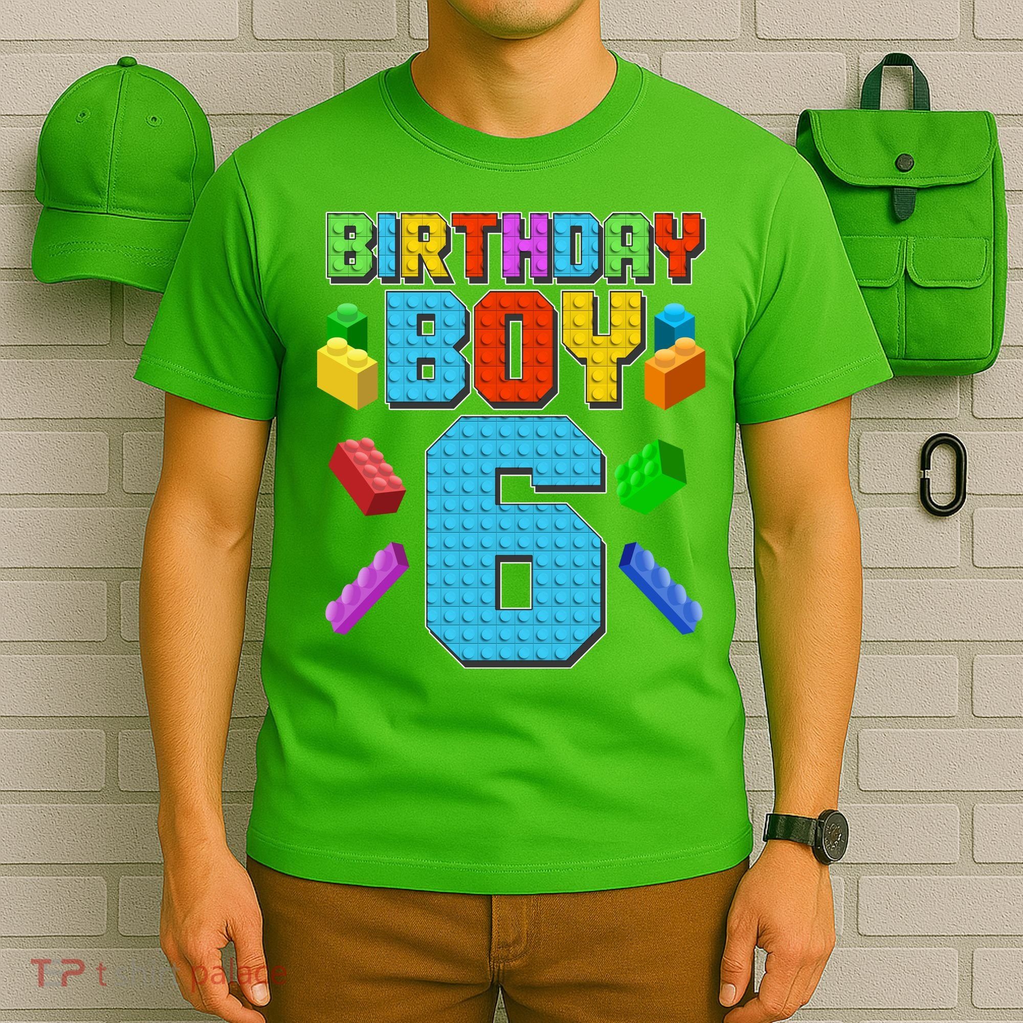 Funny Birthday Boy 6th Birthday Lego Master Builder T-Shirt