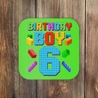 Funny Birthday Boy 6th Birthday Lego Master Builder Coaster thumb 0