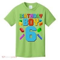 Funny Birthday Boy 6th Birthday Lego Master Builder Kids T-Shirt thumb 0