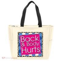 Funny Back Body Hurts Quote Workout Gym Tote Bag thumb 0