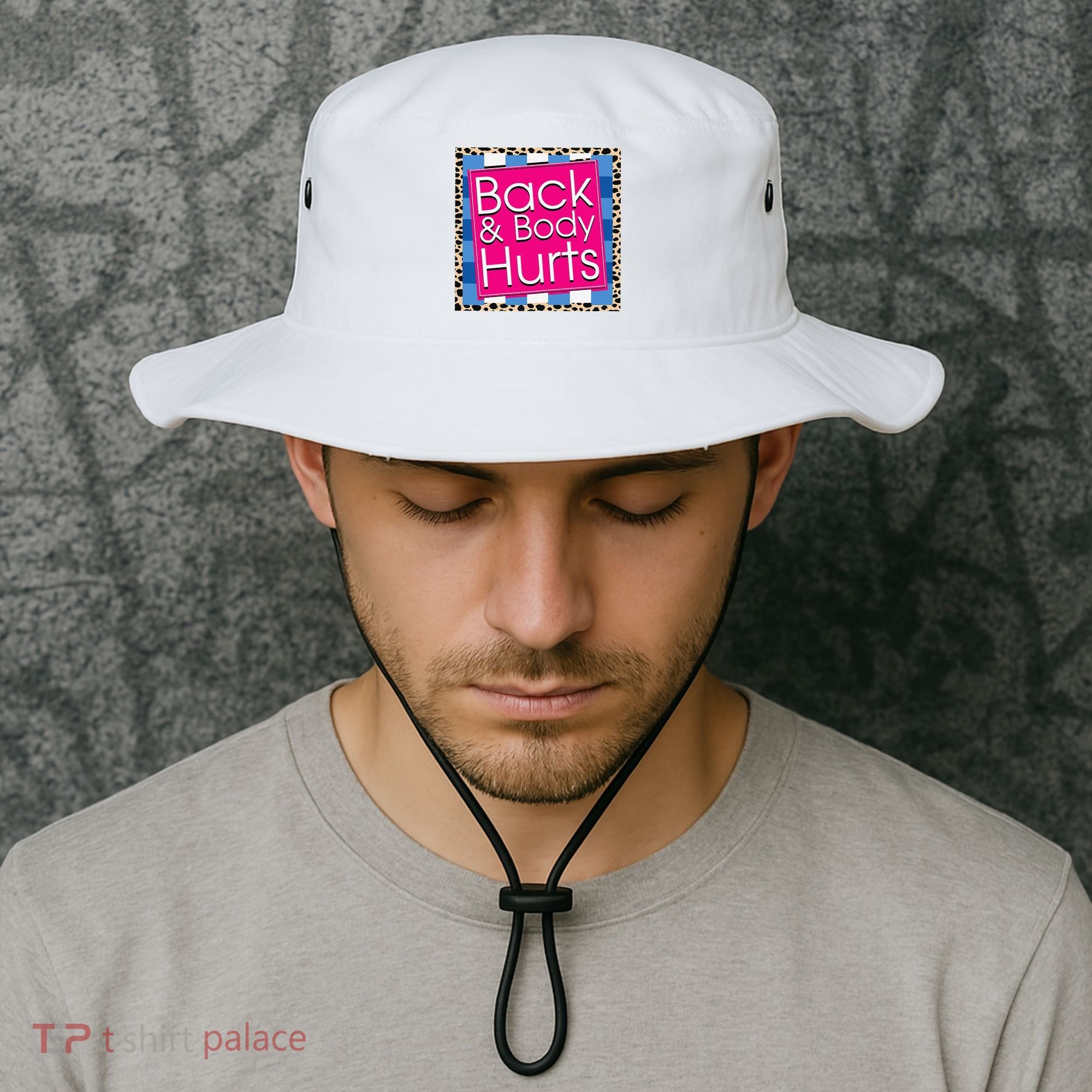 Funny Back Body Hurts Quote Workout Gym Bucket Hat