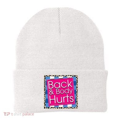 Funny Back Body Hurts Quote Workout Gym Beanie