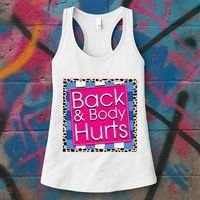 Funny Back Body Hurts Quote Workout Gym Women's Tank Top thumb 3