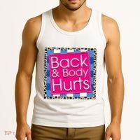 Funny Back Body Hurts Quote Workout Gym Tank Top thumb 3