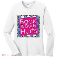 Funny Back Body Hurts Quote Workout Gym Women's Long Sleeve Shirt thumb 0