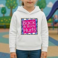 Funny Back Body Hurts Quote Workout Gym Kids Hoodie thumb 3