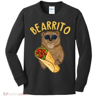 Funny Bearrito Bear Kids Long Sleeve Shirt