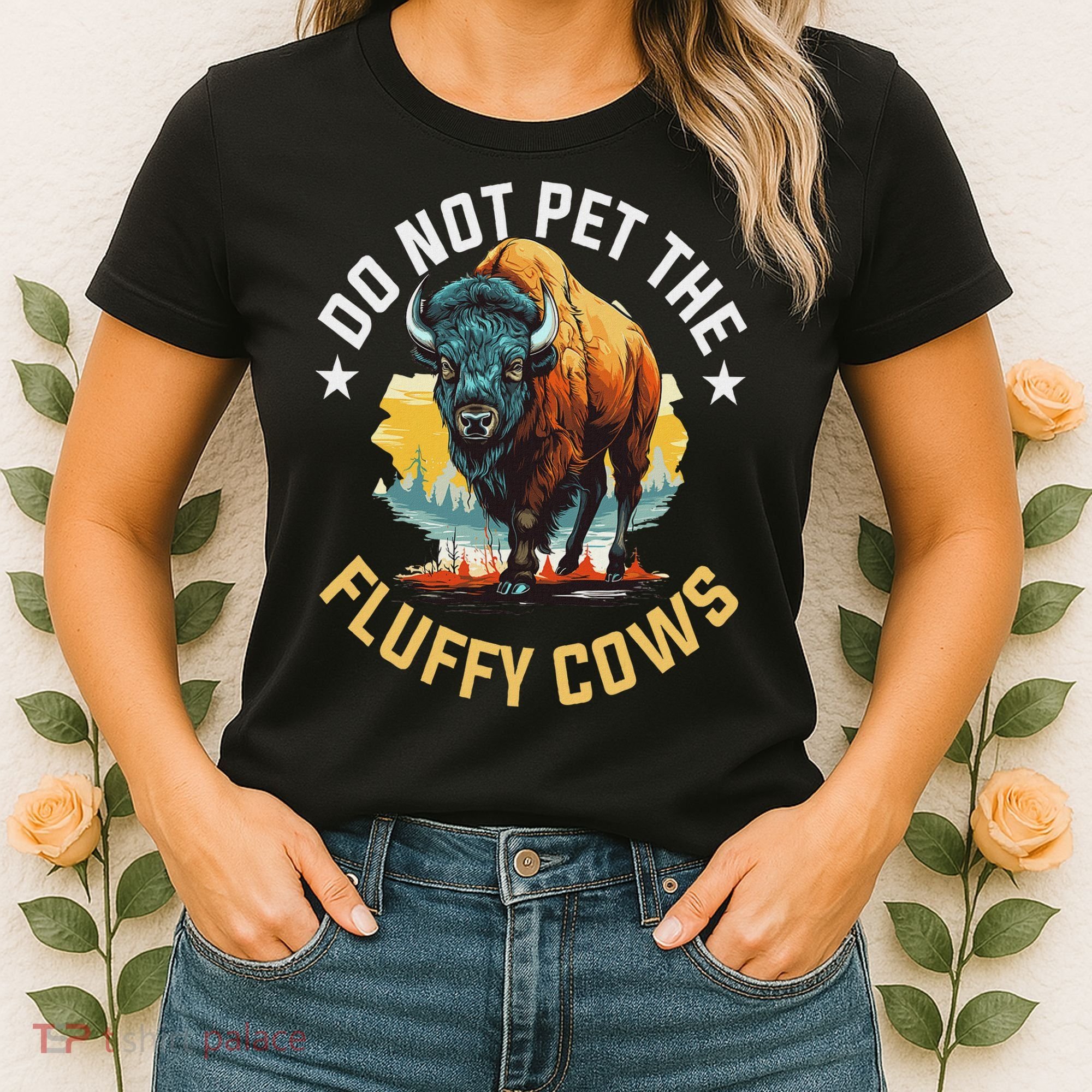 Funny Buffalo Bison Do Not Pet The Fluffy Cows Women's T-Shirt
