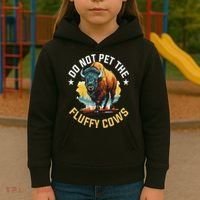 Funny Buffalo Bison Do Not Pet The Fluffy Cows Kids Hoodie thumb 3