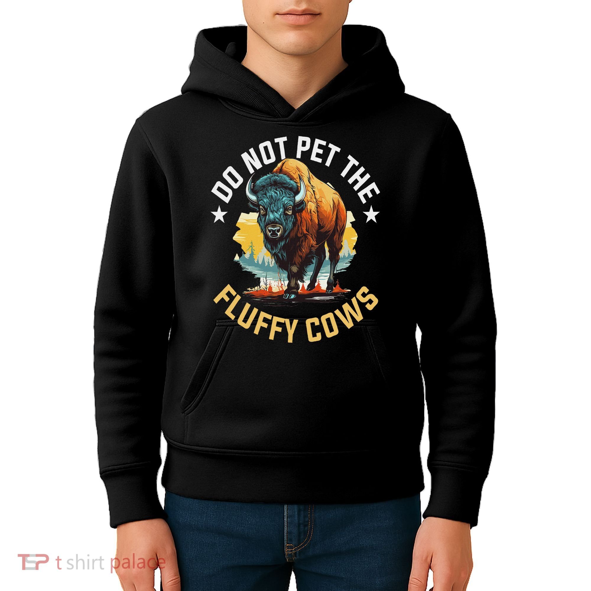 Funny Buffalo Bison Do Not Pet The Fluffy Cows Kids Hoodie