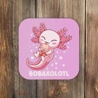 Funny Bobaxolotl Boba Tea Bubble Milk Kawaii Axolotl Anime  Coaster thumb 0