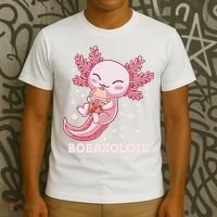 Funny Bobaxolotl Boba Tea Bubble Milk Kawaii Axolotl Anime  T-Shirt thumb 3