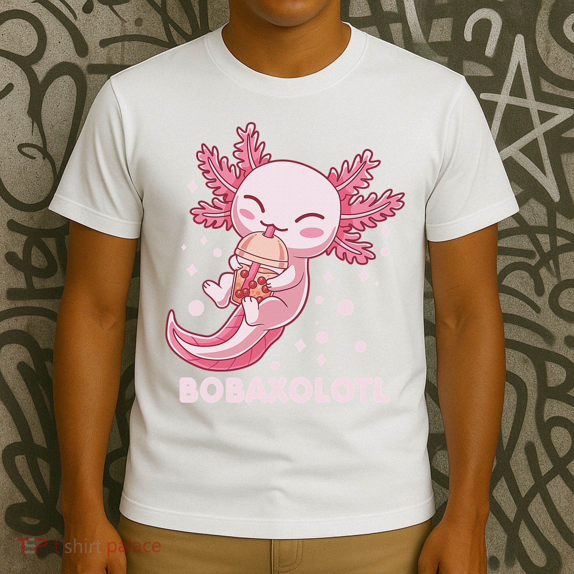 Funny Bobaxolotl Boba Tea Bubble Milk Kawaii Axolotl Anime  T-Shirt