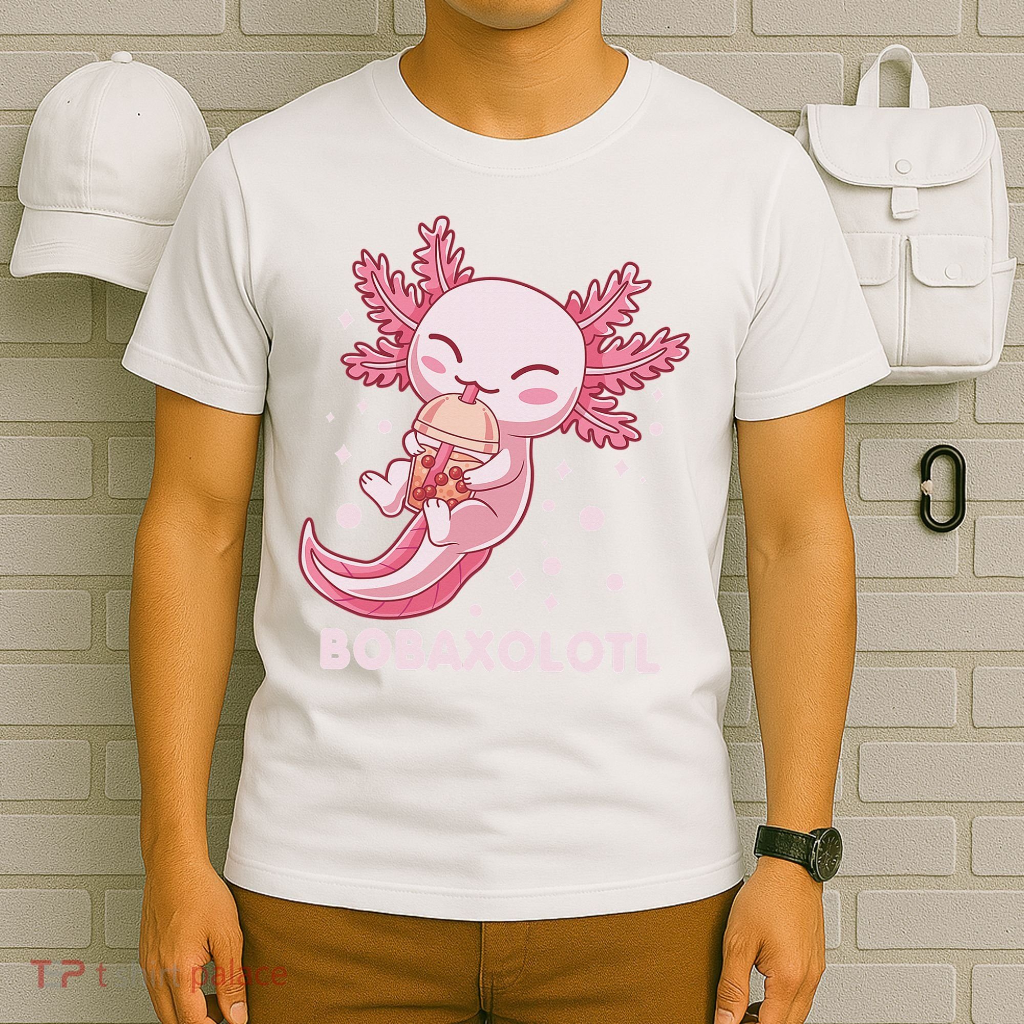 Funny Bobaxolotl Boba Tea Bubble Milk Kawaii Axolotl Anime  T-Shirt