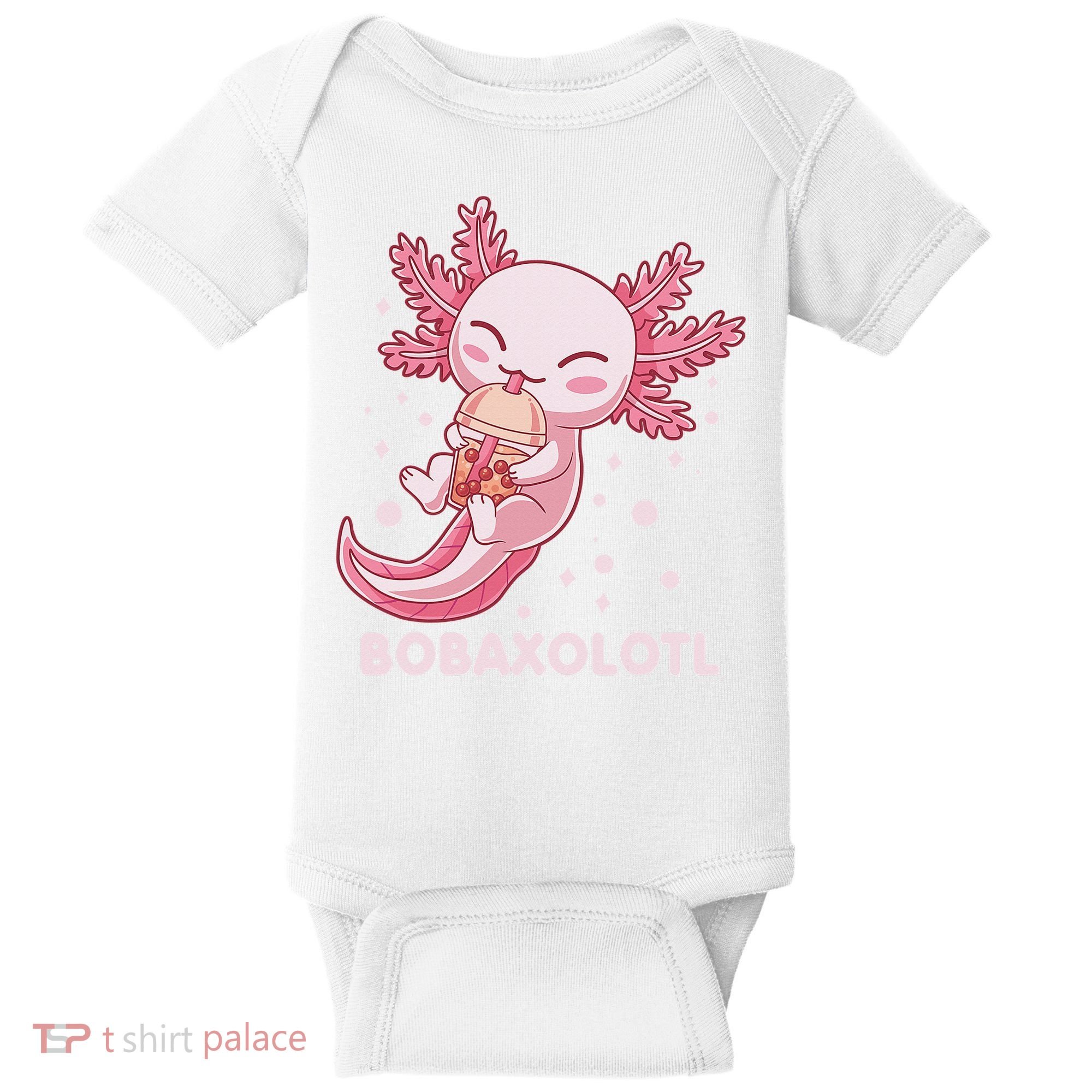 Funny Bobaxolotl Boba Tea Bubble Milk Kawaii Axolotl Anime  Baby Bodysuit