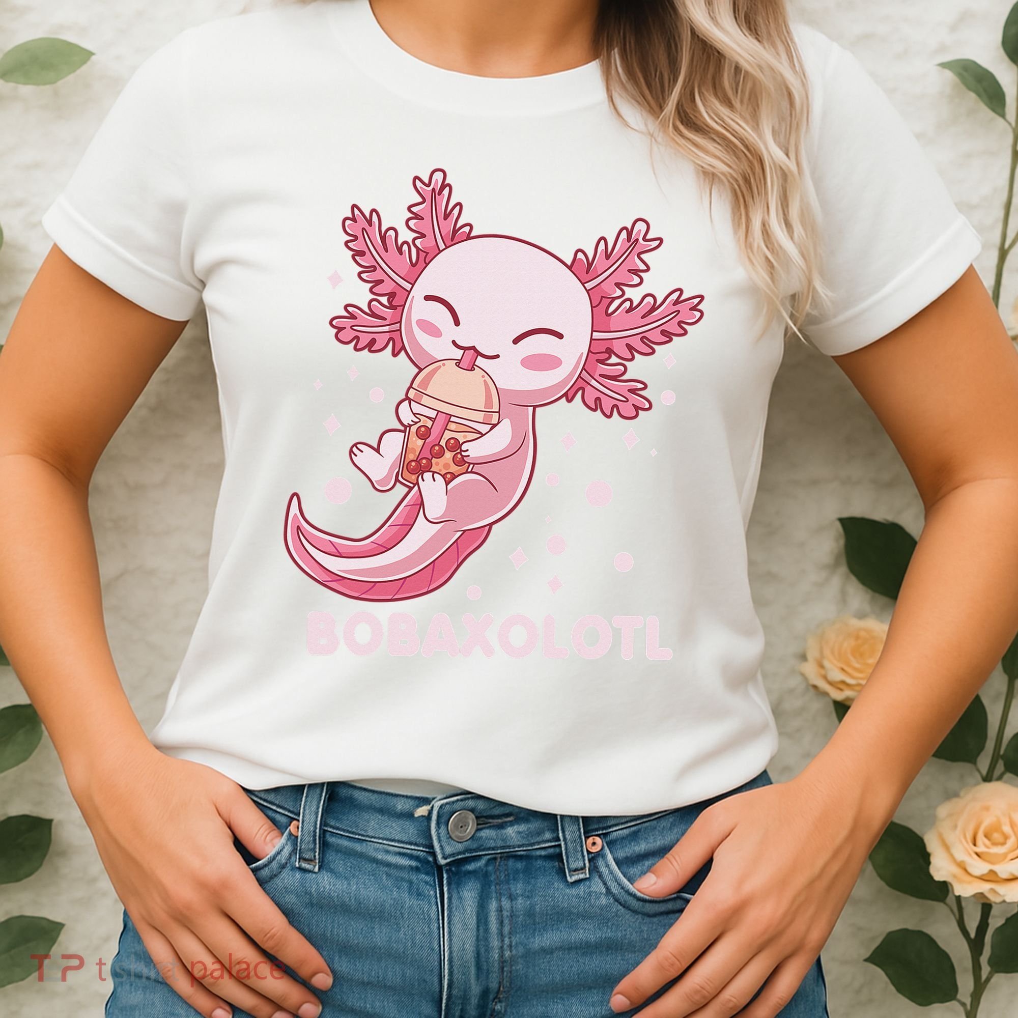 Funny Bobaxolotl Boba Tea Bubble Milk Kawaii Axolotl Anime  Women's T-Shirt