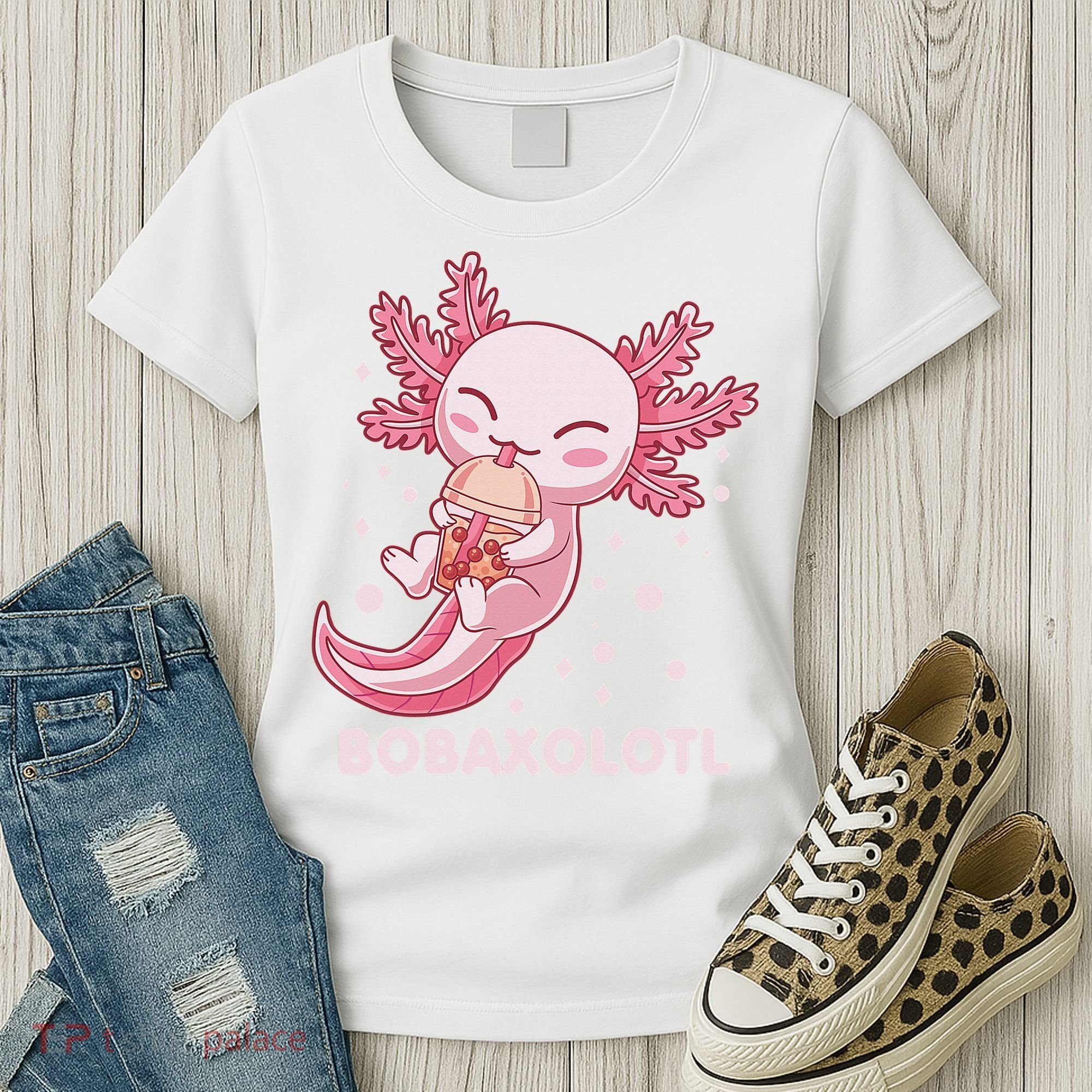 Funny Bobaxolotl Boba Tea Bubble Milk Kawaii Axolotl Anime  Women's T-Shirt