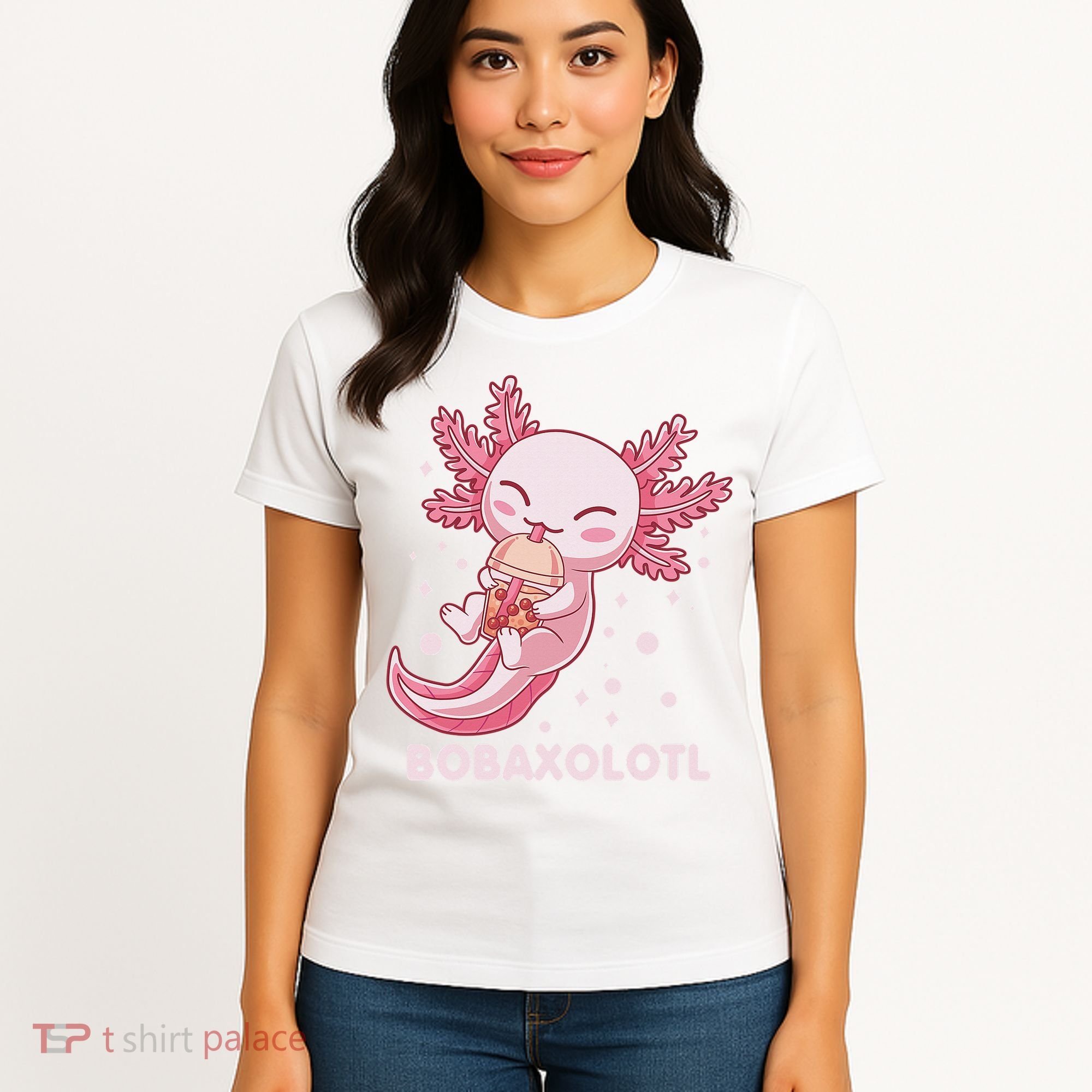 Funny Bobaxolotl Boba Tea Bubble Milk Kawaii Axolotl Anime  Women's T-Shirt
