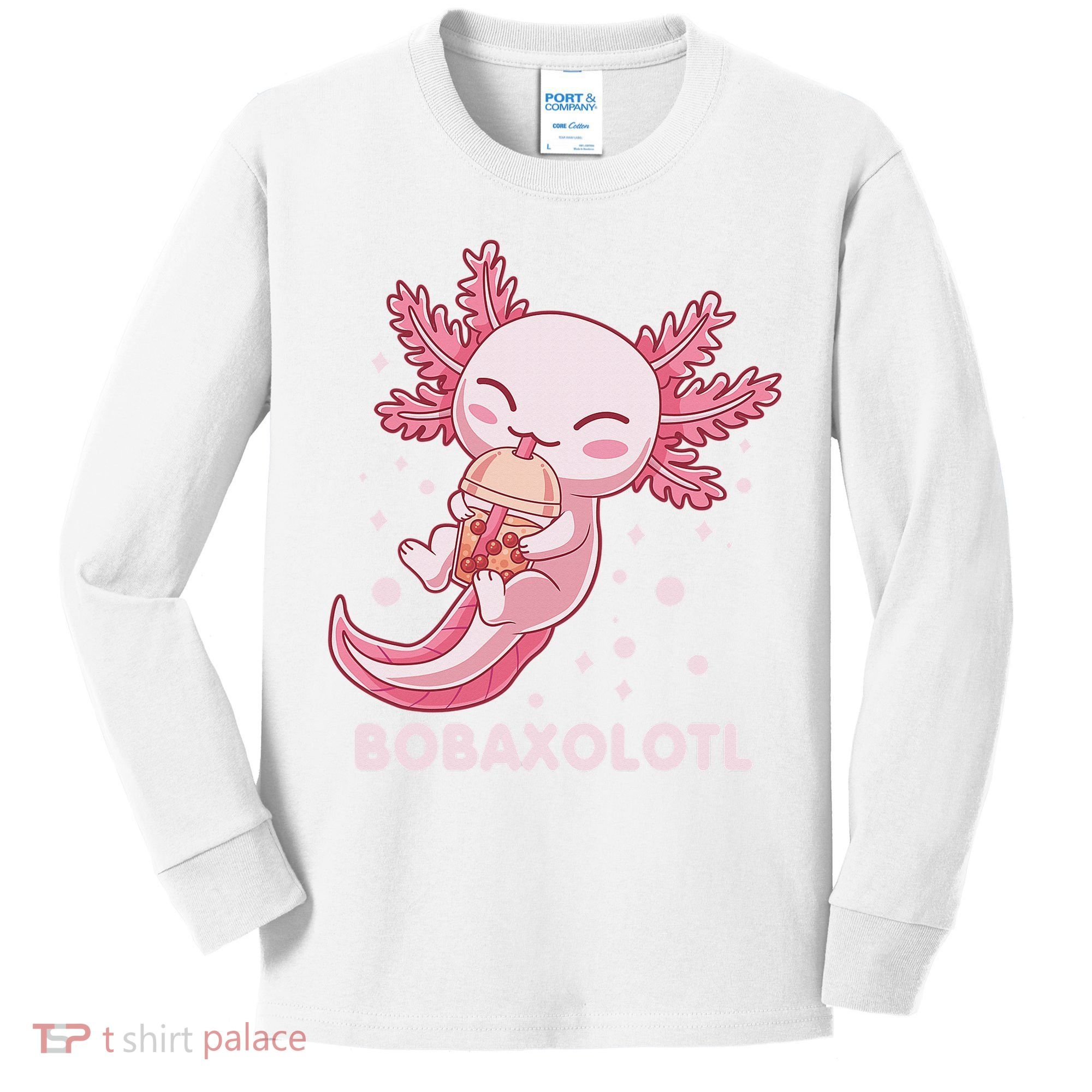 Funny Bobaxolotl Boba Tea Bubble Milk Kawaii Axolotl Anime  Kids Long Sleeve Shirt