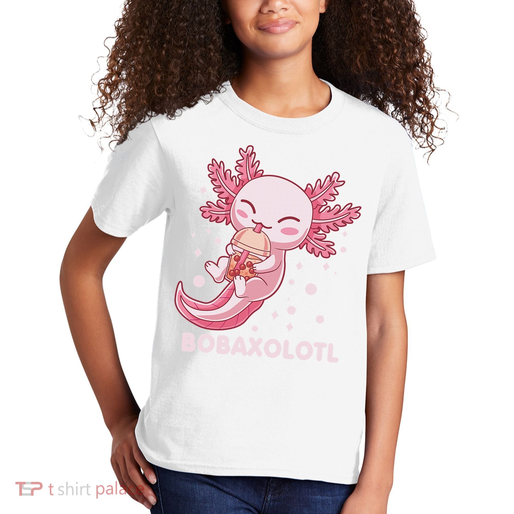 Funny Bobaxolotl Boba Tea Bubble Milk Kawaii Axolotl Anime  Kids T-Shirt