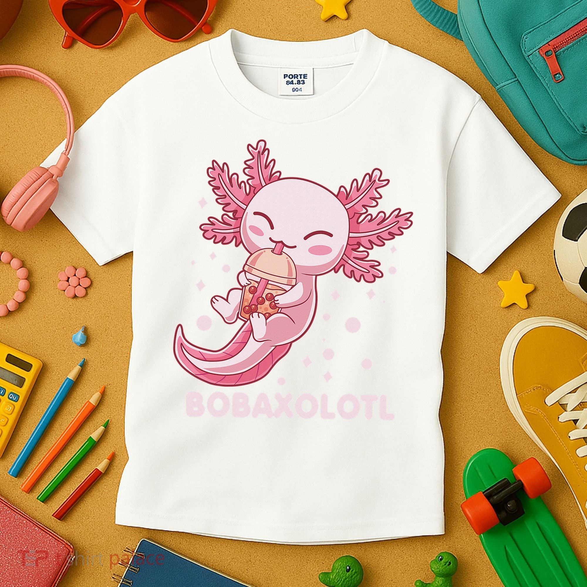 Funny Bobaxolotl Boba Tea Bubble Milk Kawaii Axolotl Anime  Kids T-Shirt