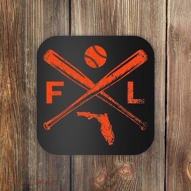 Florida Baseball Bats & Ball Classic Baseball Player Vintage Coaster