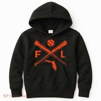 Florida Baseball Bats & Ball Classic Baseball Player Vintage Kids Hoodie