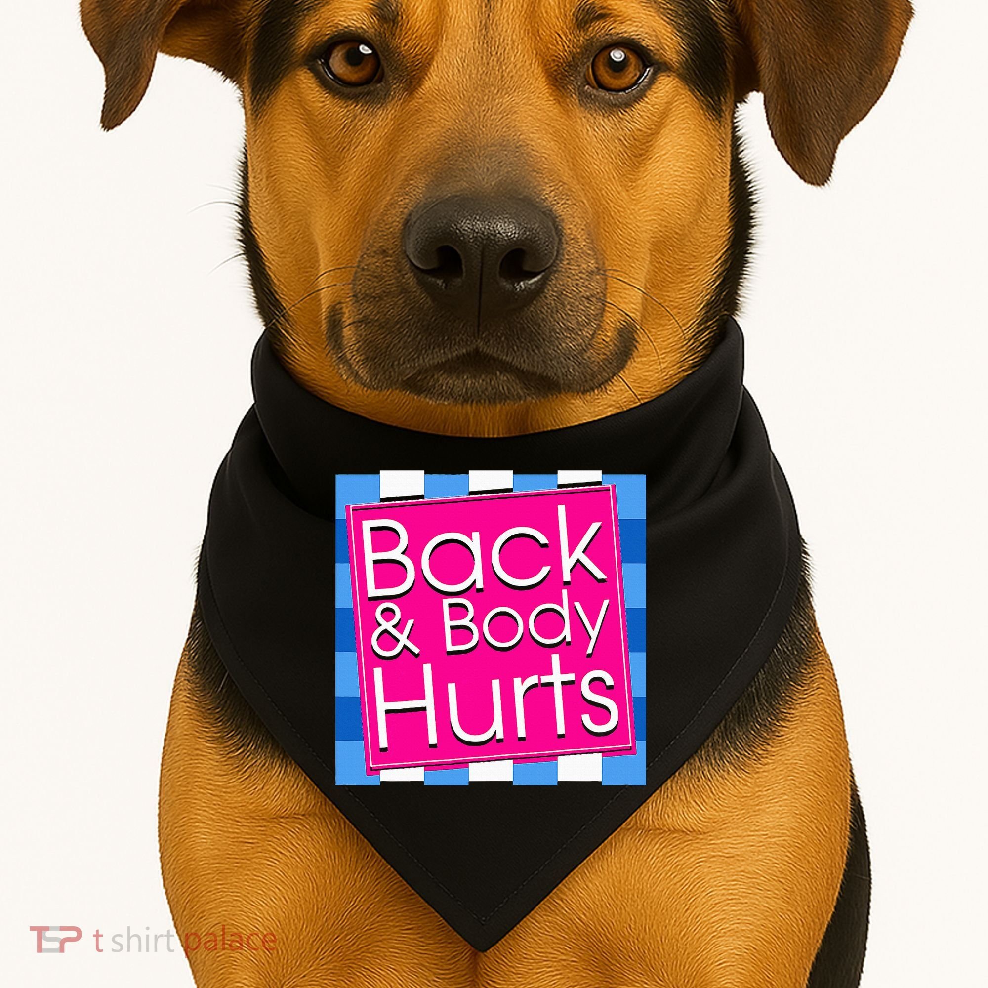 Funny Back Body Hurts Quote Exercise Workout Gym USA-Made Doggie Bandana