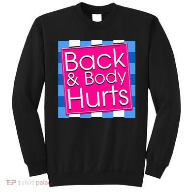 Funny Back Body Hurts Quote Exercise Workout Gym Sweatshirt