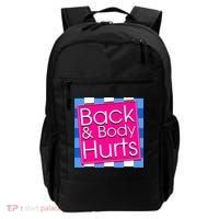 Funny Back Body Hurts Quote Exercise Workout Gym Backpack thumb 0