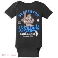 Funny Bigfoot Baseball Retro Minor League Baseball Team Baby Bodysuit thumb 0