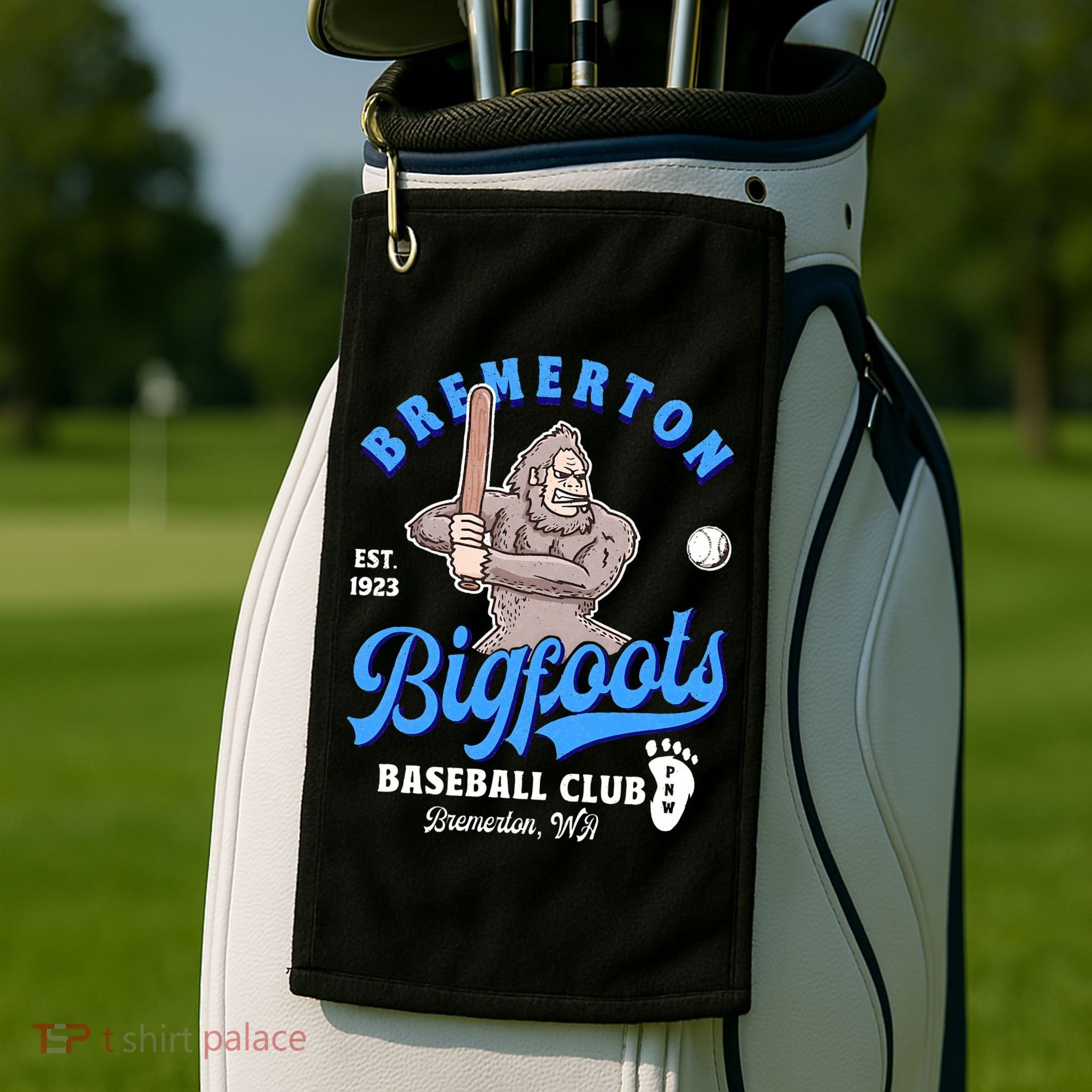 Funny Bigfoot Baseball Retro Minor League Baseball Team Golf Towel